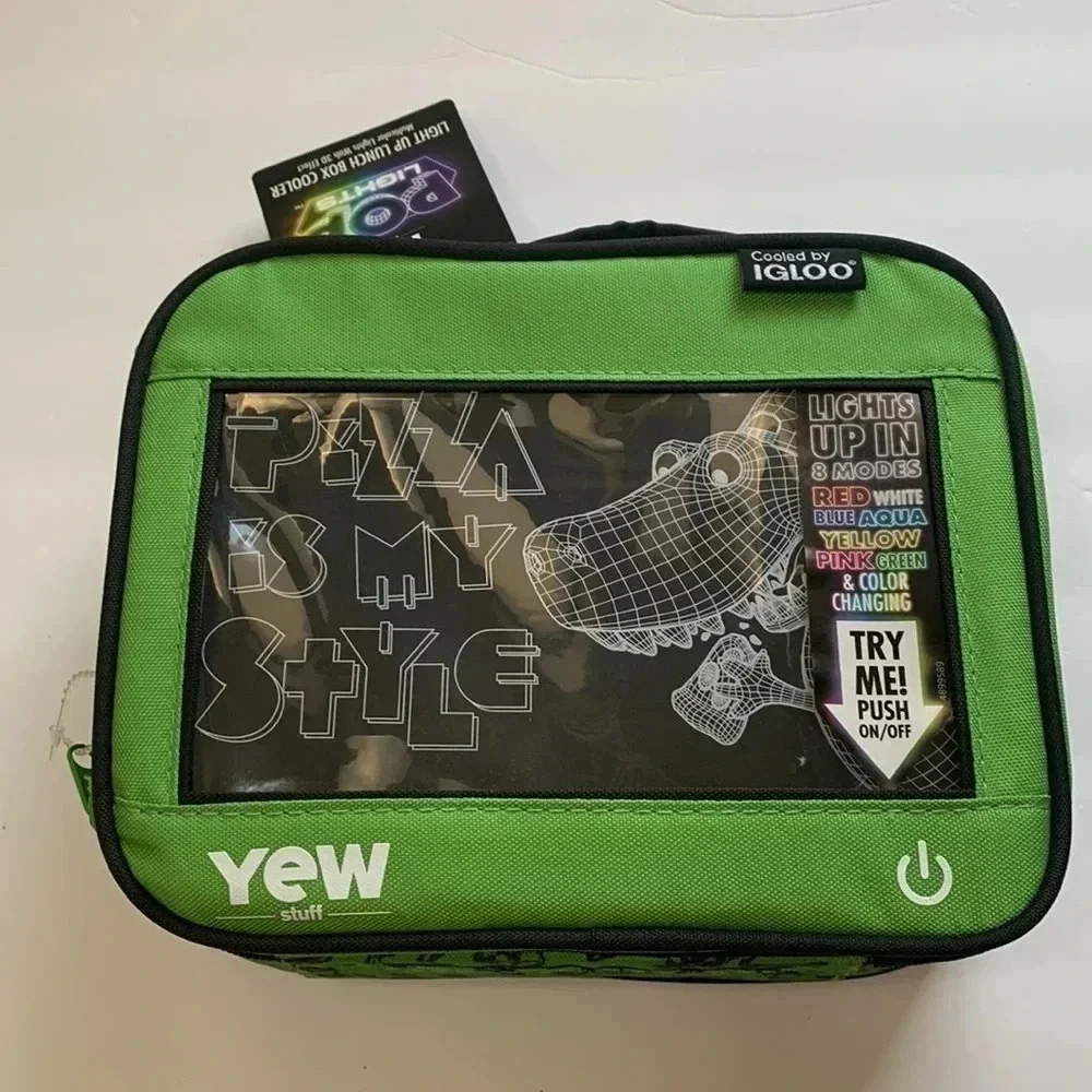Igloo Yew Dinosaur Light Up Lunch Insulated Cooler Bag Green NWT